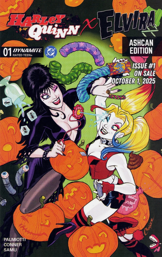 HARLEY QUINN X ELVIRA #1 ASHCAN 2025 Harley Quinn DYNAMITE