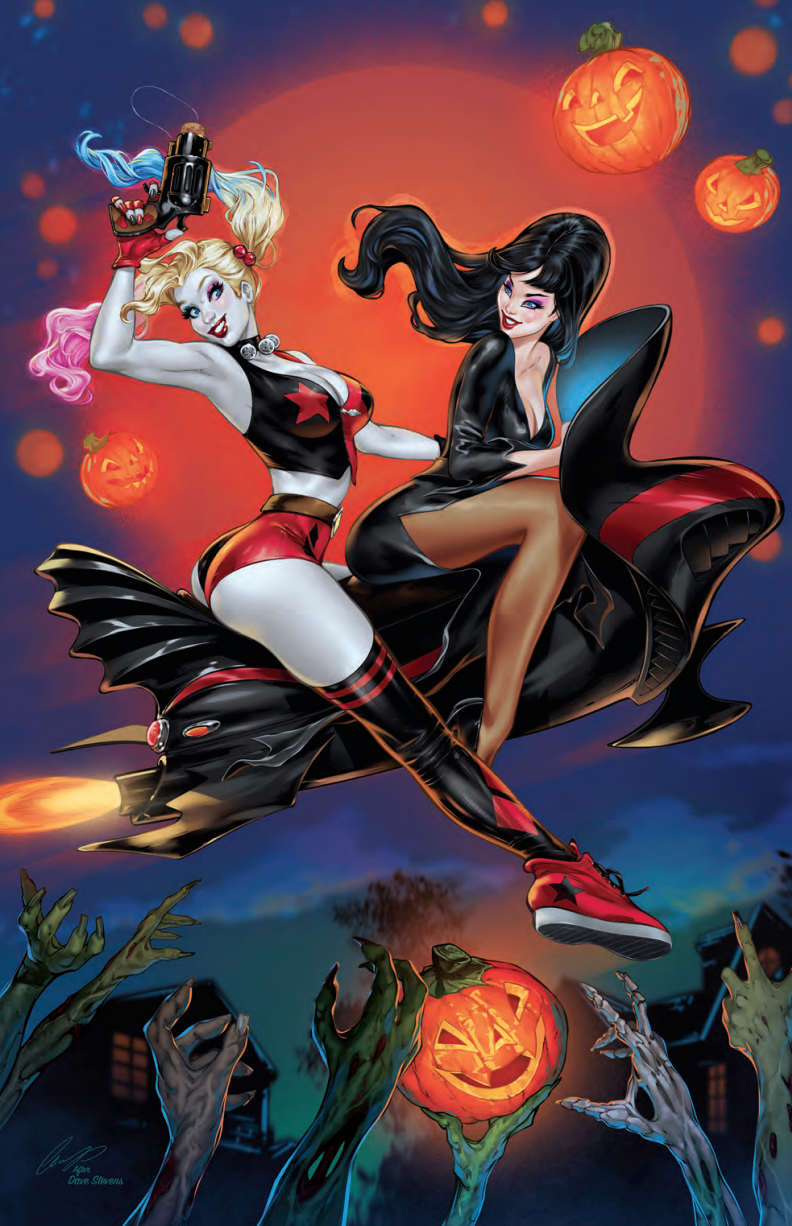HARLEY QUINN X ELVIRA #1 SSCO ELIAS CHATZOUDIS HOMAGE VIRGIN VARIANT 2025 DYNAMITE ENTERTAINMENT