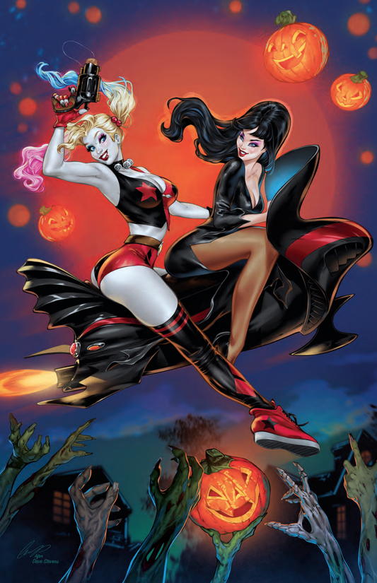 HARLEY QUINN X ELVIRA #1 SSCO ELIAS CHATZOUDIS HOMAGE VIRGIN VARIANT 2025 DYNAMITE ENTERTAINMENT