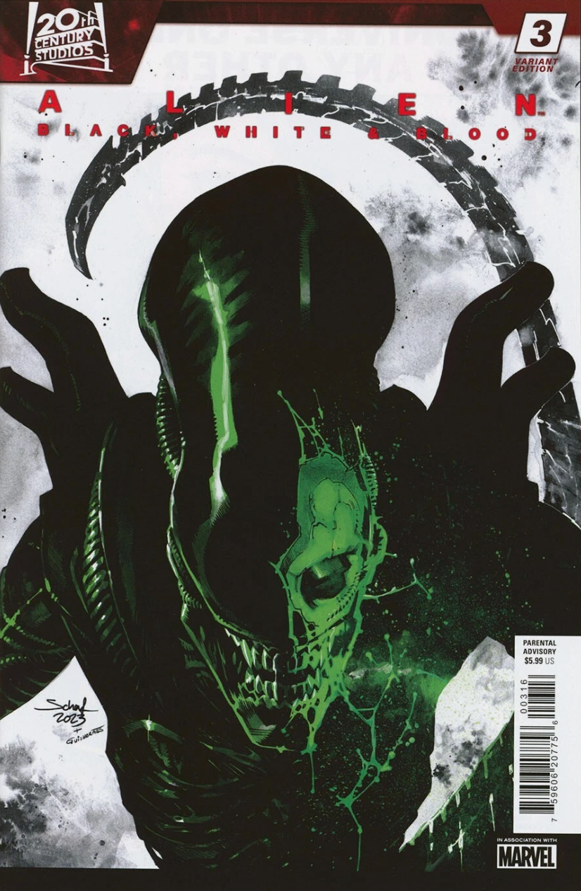 ALIEN BLACK WHITE BLOOD #3 1:25 JONAS SCHARF VARIANT 2024 Alien MARVEL PRH