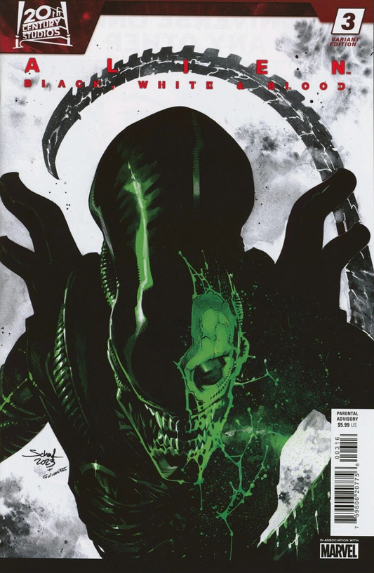 ALIEN BLACK WHITE BLOOD #3 1:25 JONAS SCHARF VARIANT 2024 Alien MARVEL PRH