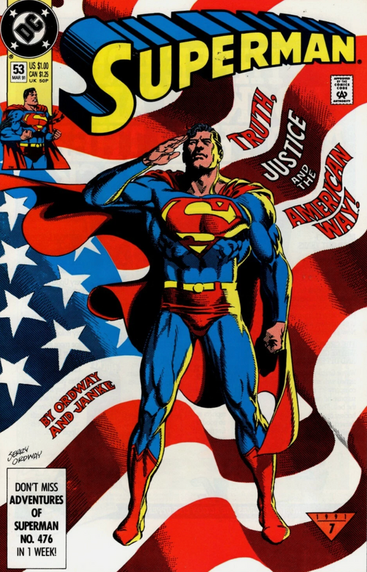 SUPERMAN #53 1991 TRUTH JUSICE AMERICAN WAY Superman DC COMICS