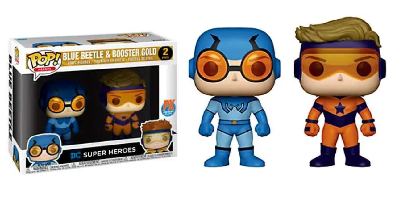 POP HEROES BOOSTER GOLD & BLUE BEETLE PX VINYL FIGURE METALLIC FUNKO POP 2 PACK Blue Beetle FUNKO