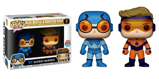 POP HEROES BOOSTER GOLD & BLUE BEETLE PX VINYL FIGURE METALLIC FUNKO POP 2 PACK FUNKO