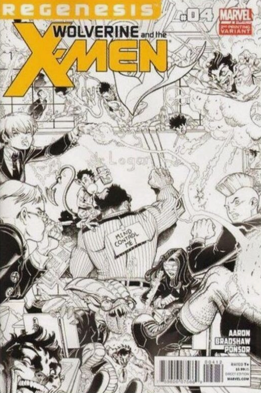 WOLVERINE X-MEN #4 REGENESIS 2ND PRINT B&W VARIANT 2012 X-Men MARVEL COMICS