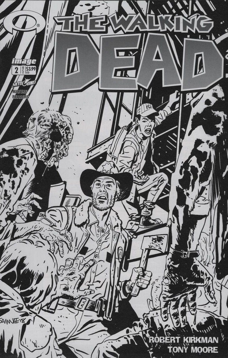 WALKING DEAD #2 15TH ANNIVERSARY SAMNEE B&W VARIANT 2018 Walking Dead IMAGE COMICS