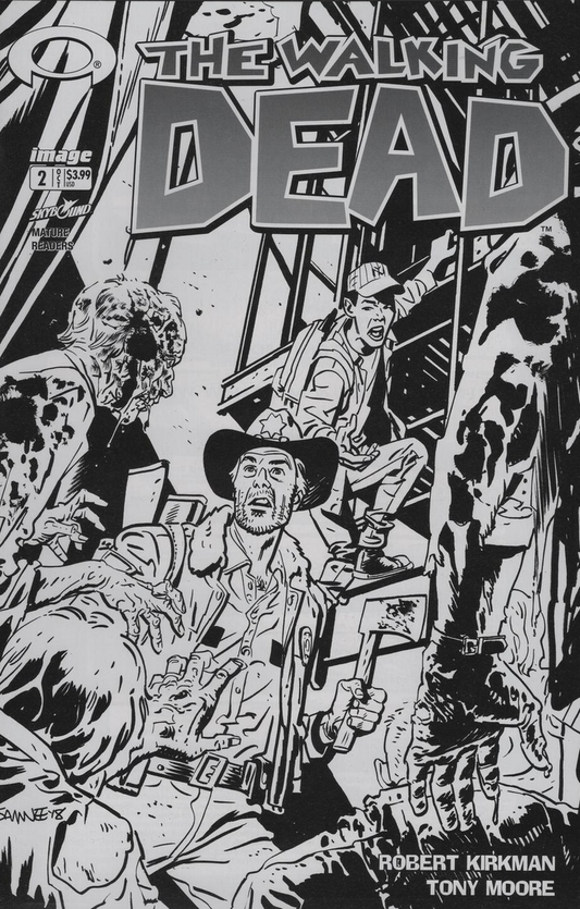 WALKING DEAD #2 15TH ANNIVERSARY SAMNEE B&W VARIANT 2018 Walking Dead IMAGE COMICS