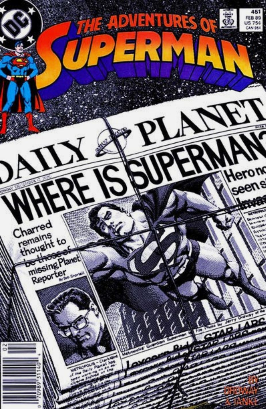 ADVENTURES OF SUPERMAN #451 1989 NEWSSTAND Superman DC COMCS