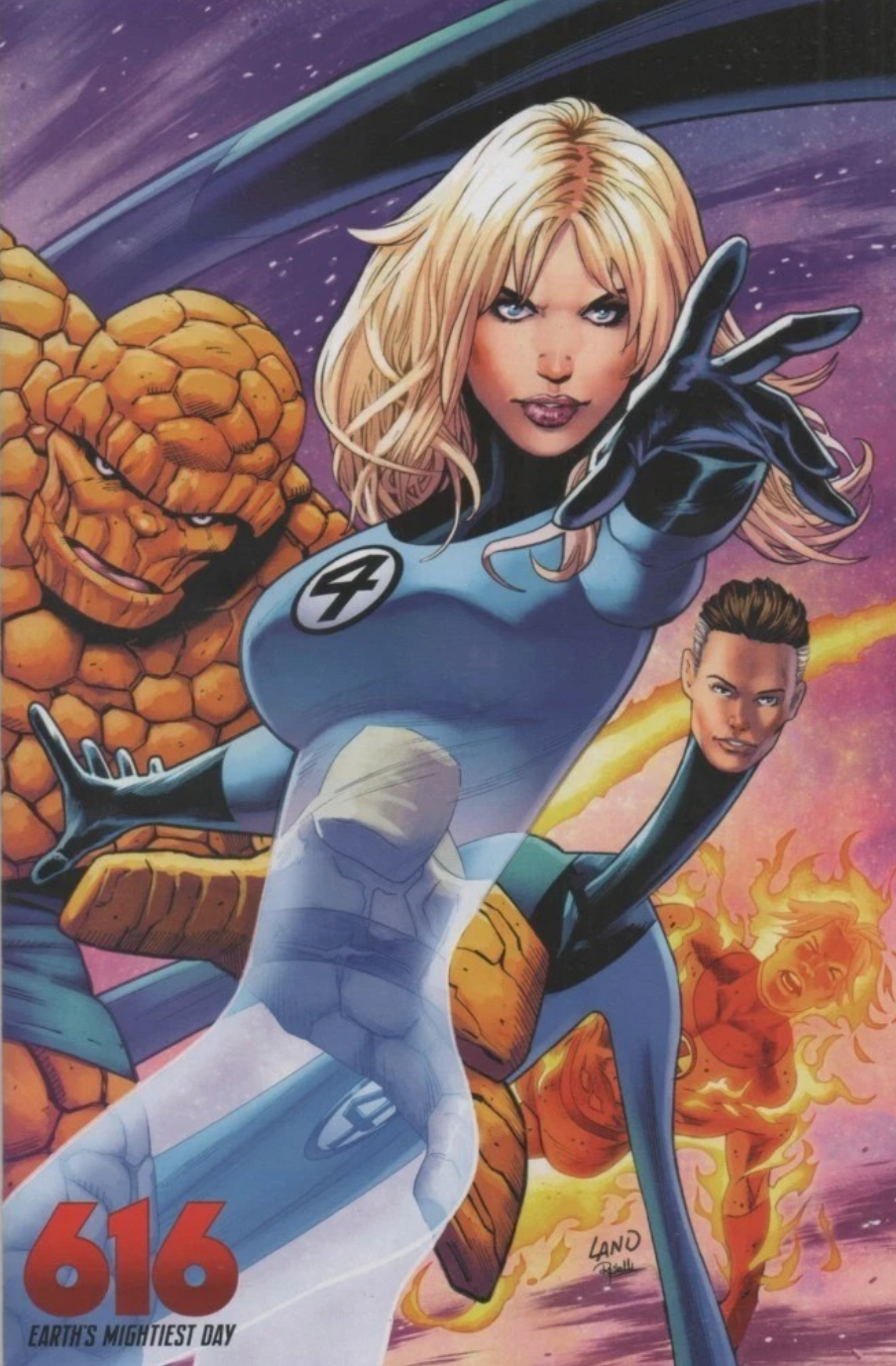 FANTASTIC FOUR FANFARE #1 GREG LAND 616 DAY VIRGIN VARIANT 2025 Fantastic Four MARVEL PRH