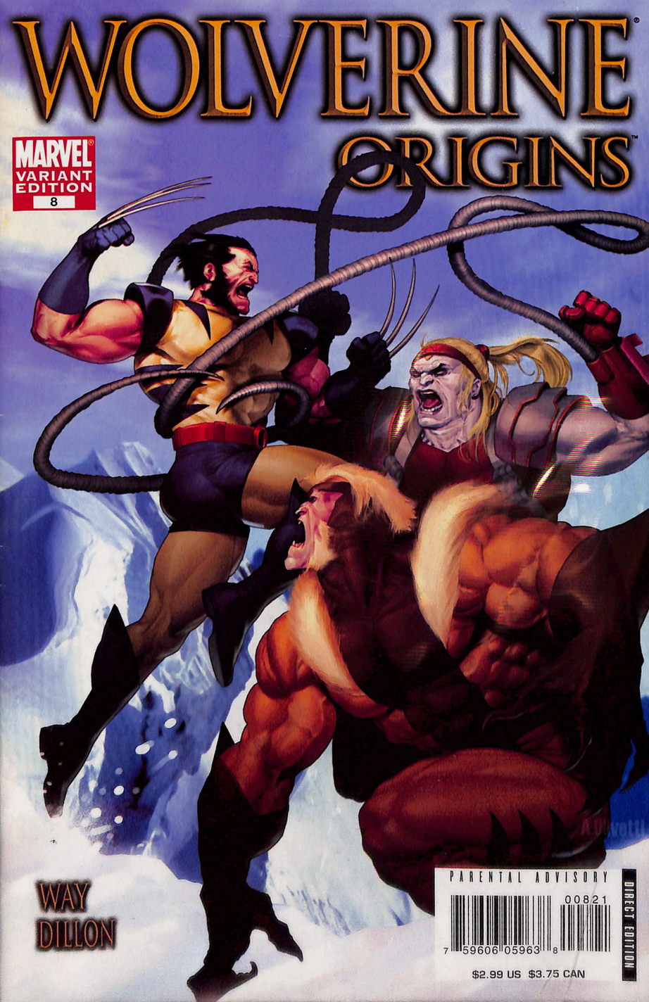 WOLVERINE ORIGINS #8 OLIVETTI VARIANT 2007 (2ND CAMEO DAKEN IN DISGUISE)