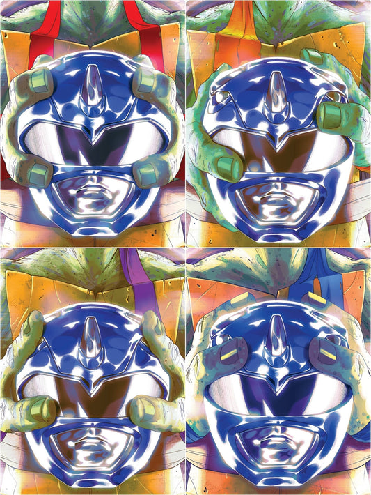 POWER RANGERS TEENAGE MUTANT NINJA TURTLES #3 MONTES BLUE HELMET VARIANT SET OF 4 2020