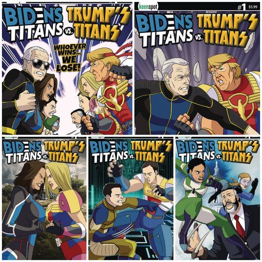 01/31/2024 BIDENS TITANS VS TRUMPS TITANS #1 SET OF 5 COVERS A-E (NEW RELEASE 03/27/2024)