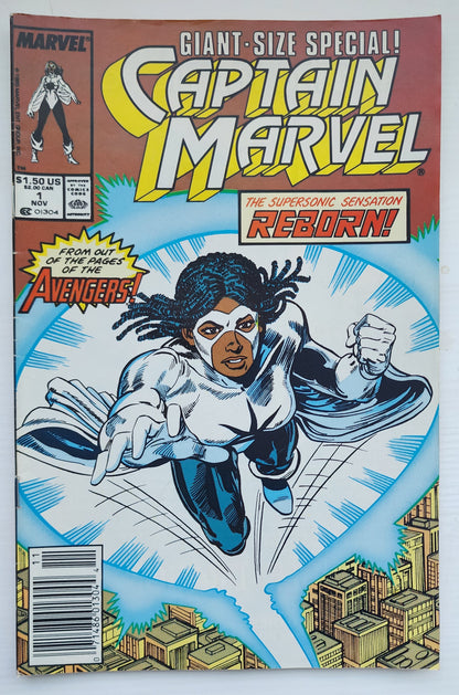 CAPTAIN MARVEL GIANT SIZE SPECIAL #1 MONICA RAMBEAU NEWSSTAND 1989 Captain Marvel MARVEL COMICS