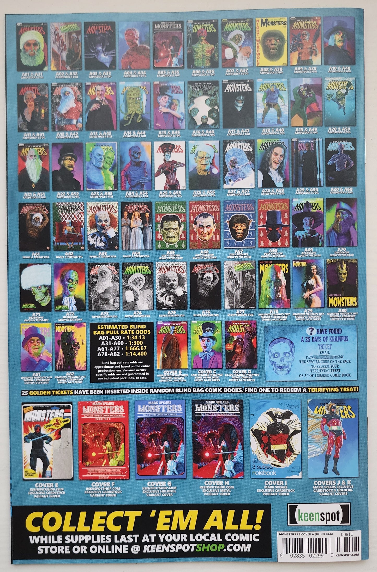 MARK SPEARS MONSTERS #8 BLIND BAG VARIANT A66 UGLY SWEATER GLOW IN THE DARK Universal Monsters KEENSPOT ENTERTAINMENT