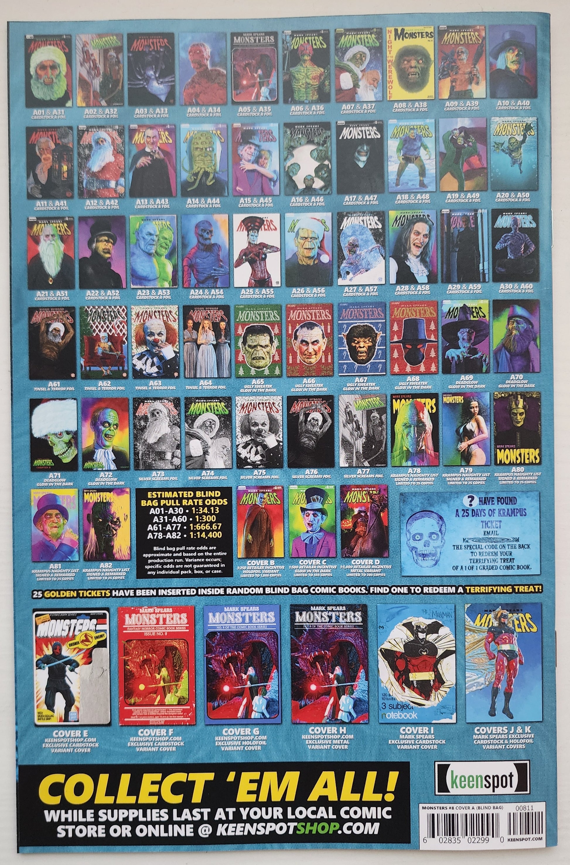 MARK SPEARS MONSTERS #8 BLIND BAG VARIANT A66 UGLY SWEATER GLOW IN THE DARK Universal Monsters KEENSPOT ENTERTAINMENT