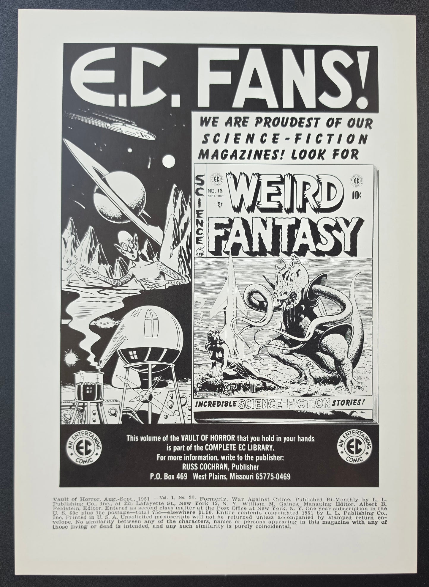 EC COMICS VAULT OF HORROR #20 PRINT EC Comics EC Comics