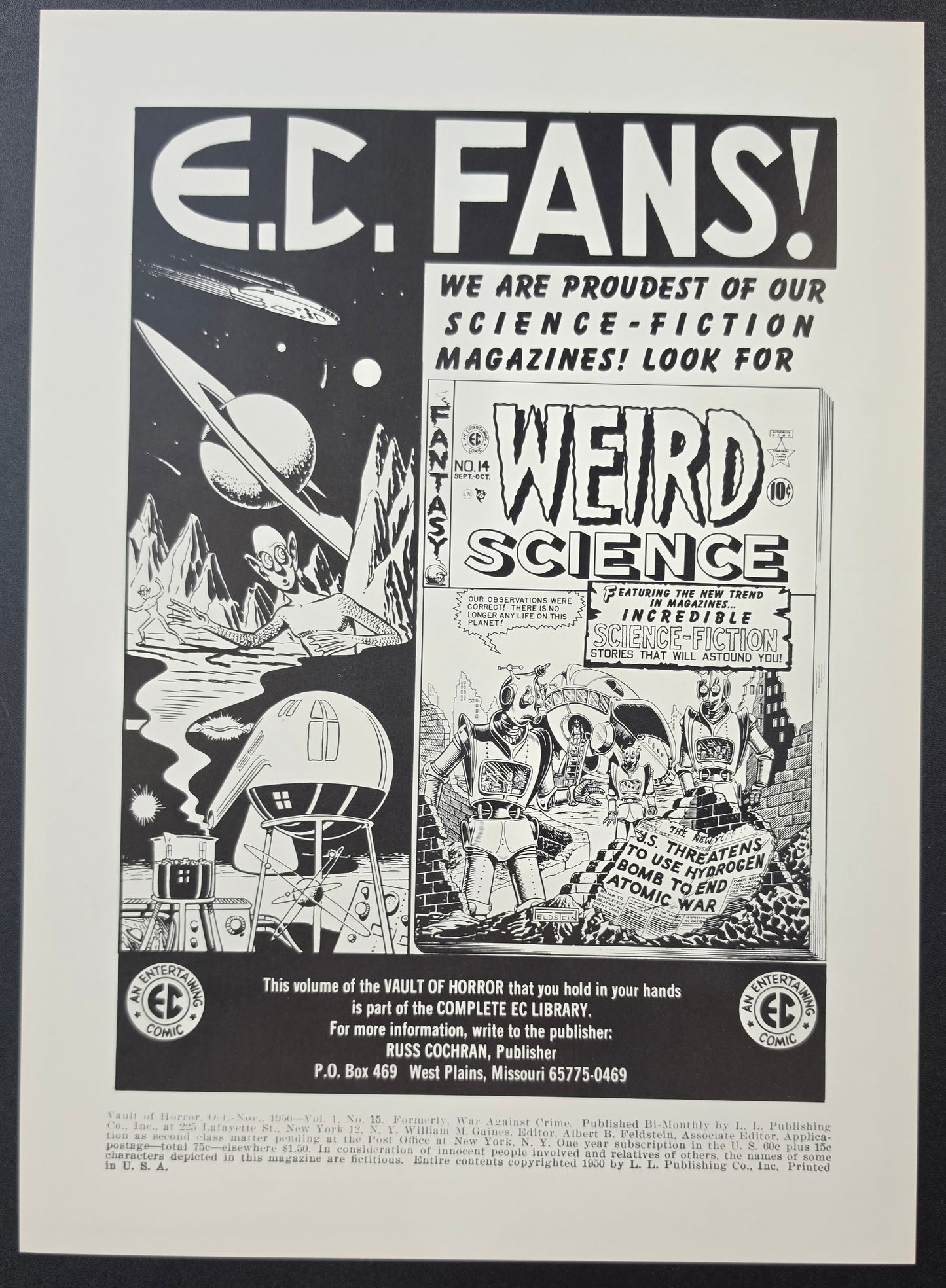 EC COMICS VAULT OF HORROR #15 PRINT EC Comics EC Comics