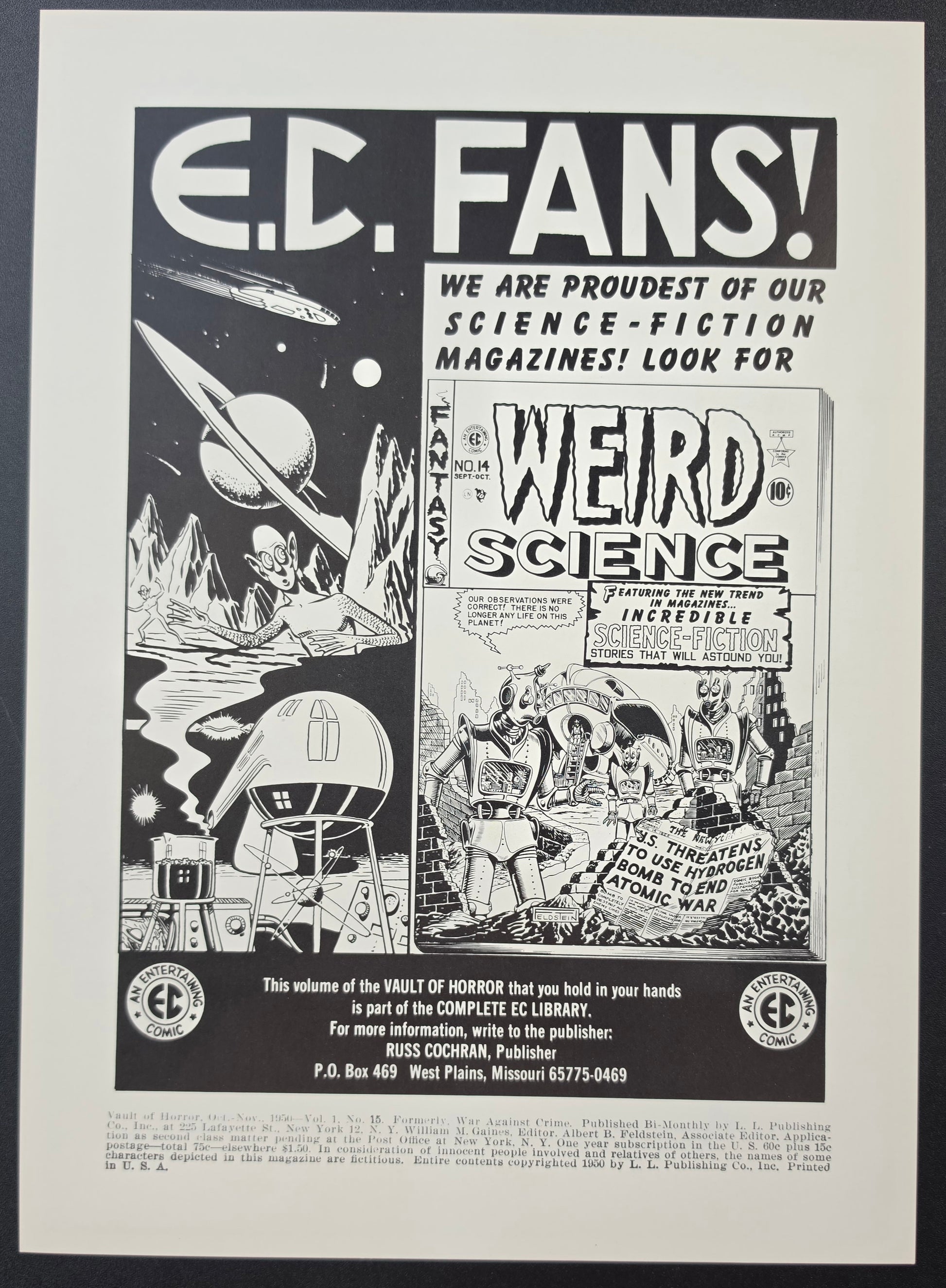 EC COMICS VAULT OF HORROR #15 PRINT EC Comics EC Comics