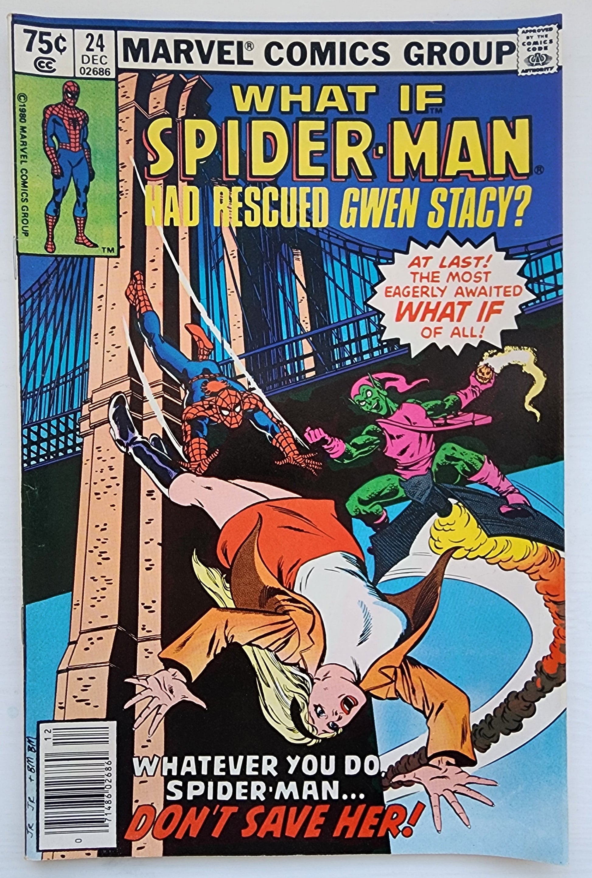 WHAT IF #24 SPIDER-MAN RESCUED GWEN STACY NEWSSTAND 1980 What If MARVEL COMICS