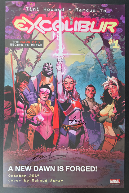 NEW MUTANTS EXCALIBUR DOUBLE SIDED PROMOTIONAL POSTER 2019 SIGNED BY X-Men MARVEL COMICS