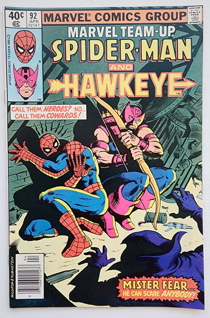 MARVEL TEAM-UP #92 SPIDER-MAN HAWKEYE NEWSSTAND 1980 Marvel Team-Up MARVEL COMICS