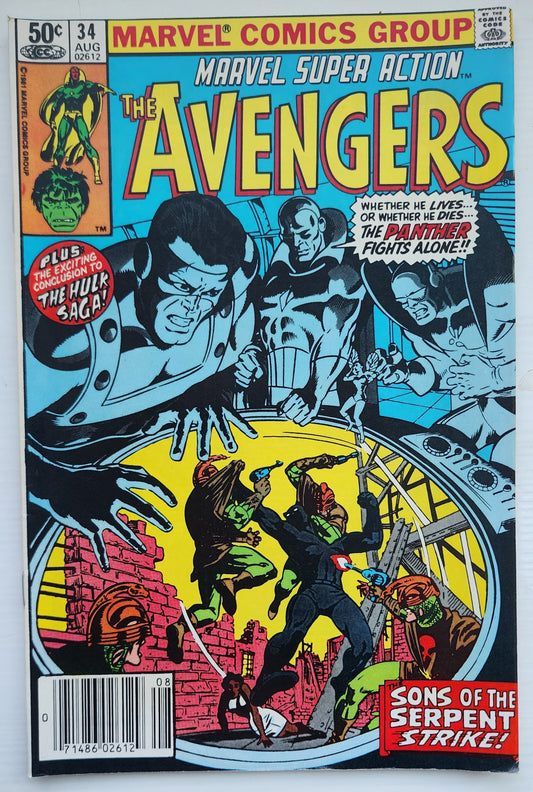MARVEL SUPER ACTION #34 AVENGERS NEWSSTAND 1981 Marvel Super Action MARVEL COMICS