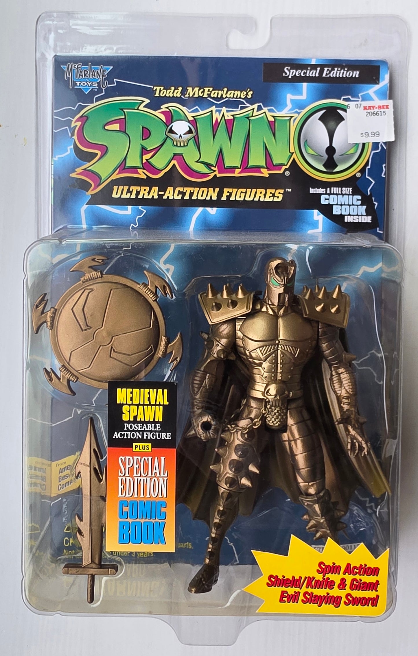 MCFARLANE TOYS MEDIEVAL SPAWN GOLD SPECIAL EDITION WITH COMIC BOOK Spawn Todd Toys