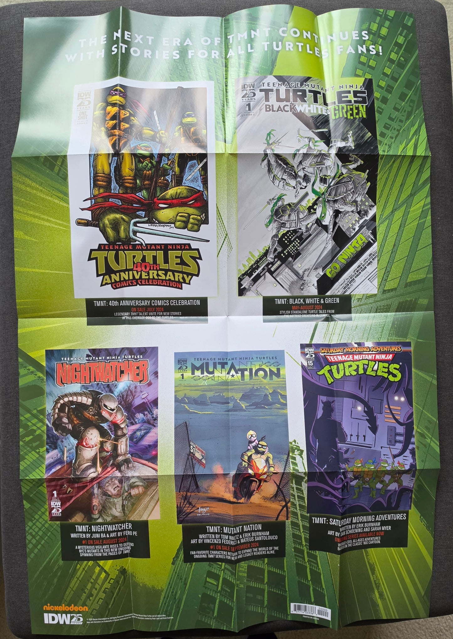 TEENAGE MUTANT NINJA TURTLES DOUBLE SIDED FOLDED PROMOTIONAL POSTER Shazam DC COMICS