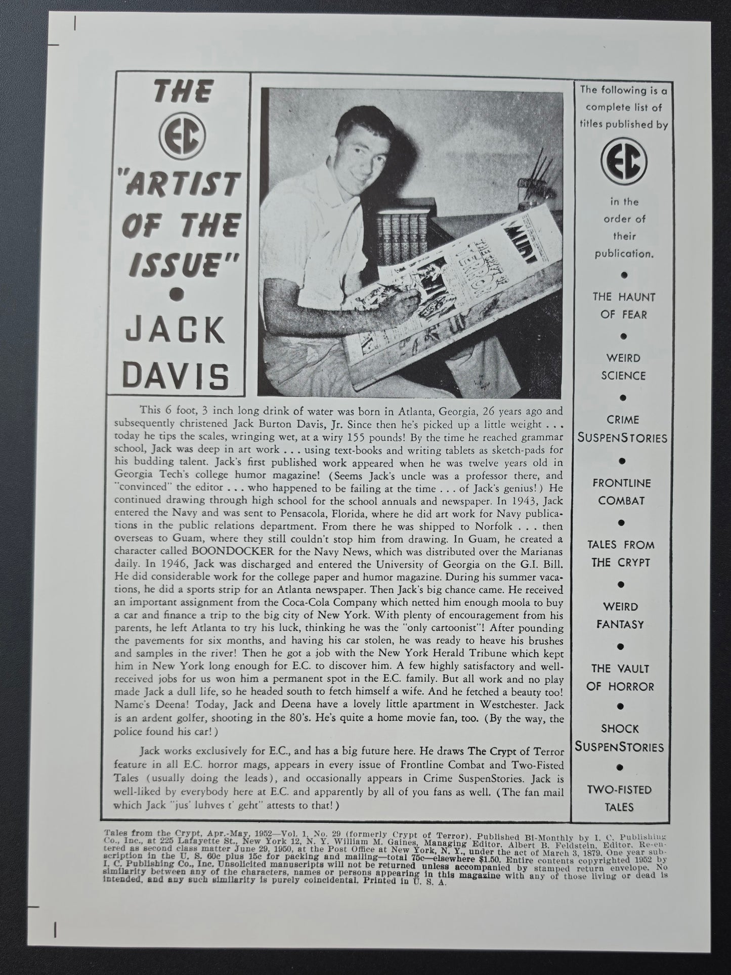 EC COMICS TALES FROM THE CRYPT #29 PRINT EC Comics EC Comics