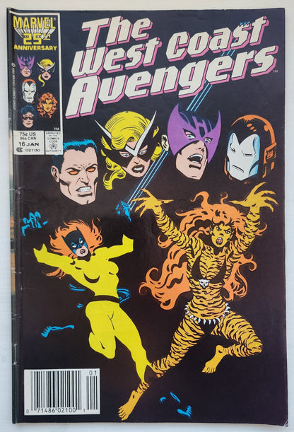 WEST COAST AVENGERS #16 NEWSSTAND 1987 West Coast Avengers MARVEL COMICS
