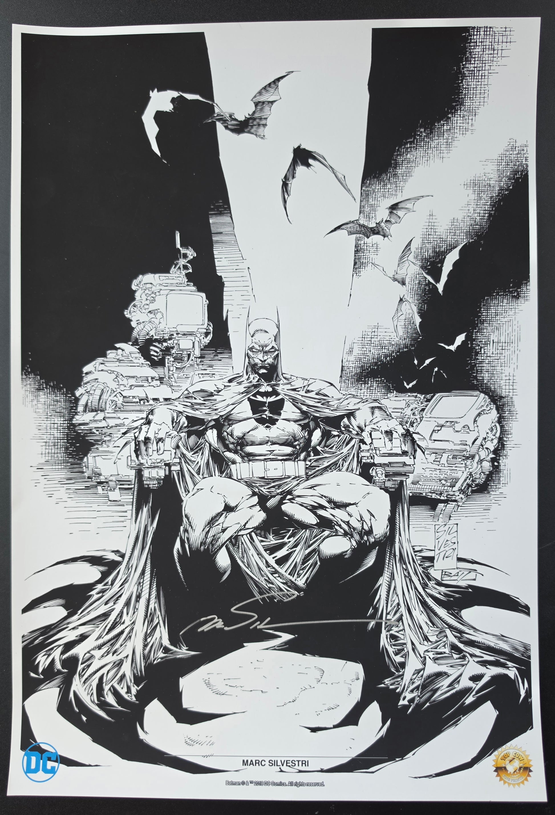 BATMAN BLACK & WHITE VOL 1 #3 PRINT SIGNED MARC SILVESTRI SDCC 2018 Batman DC COMICS