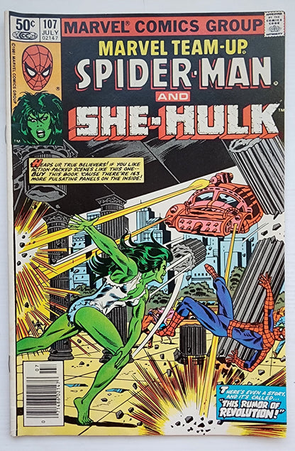 MARVEL TEAM-UP #107 SPIDER-MAN SHE-HULK NEWSSTAND 1981 Marvel Team-Up MARVEL COMICS
