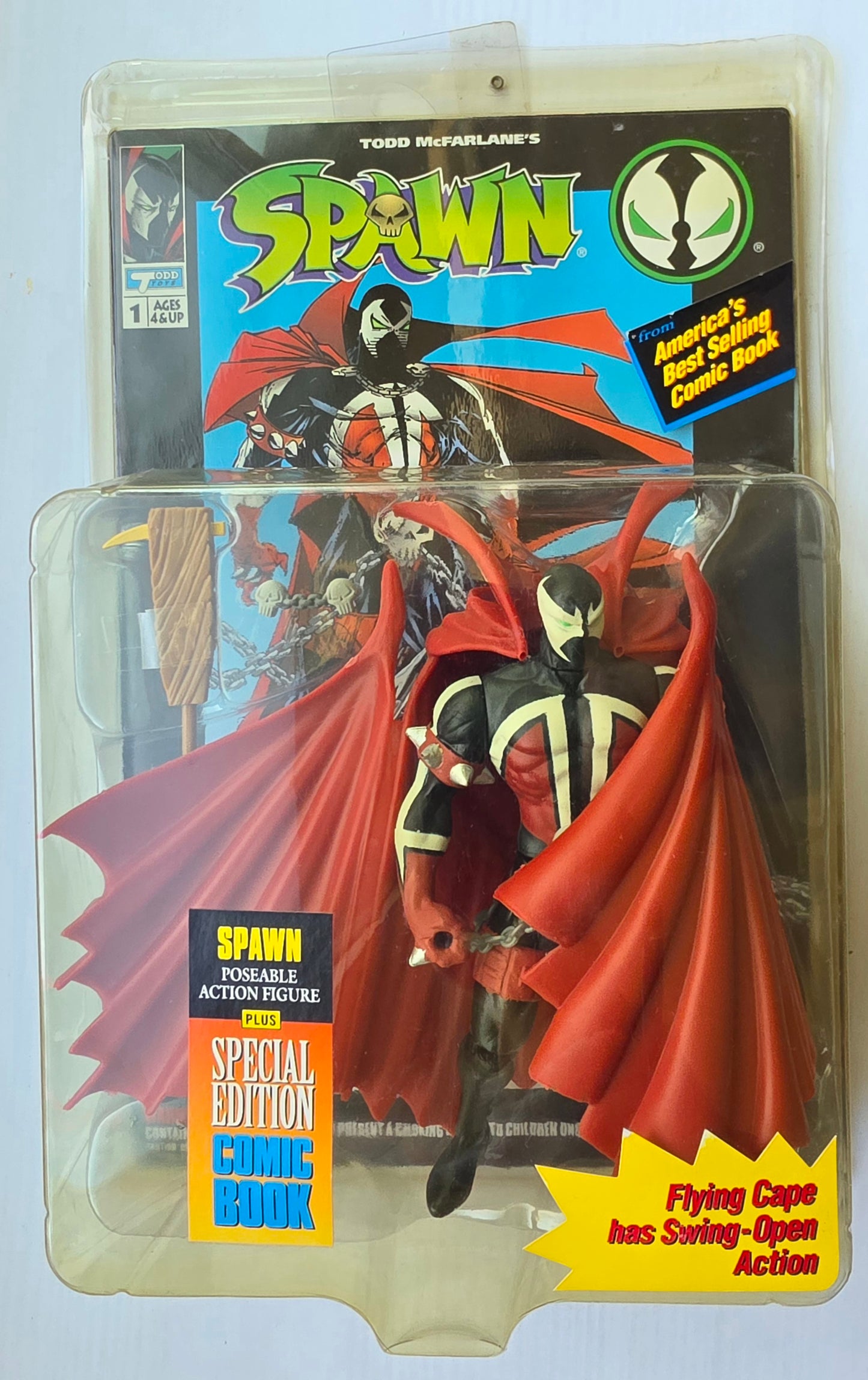MCFARLANE TOYS SPAWN WITH COMIC BOOK [J02] Spawn Todd Toys