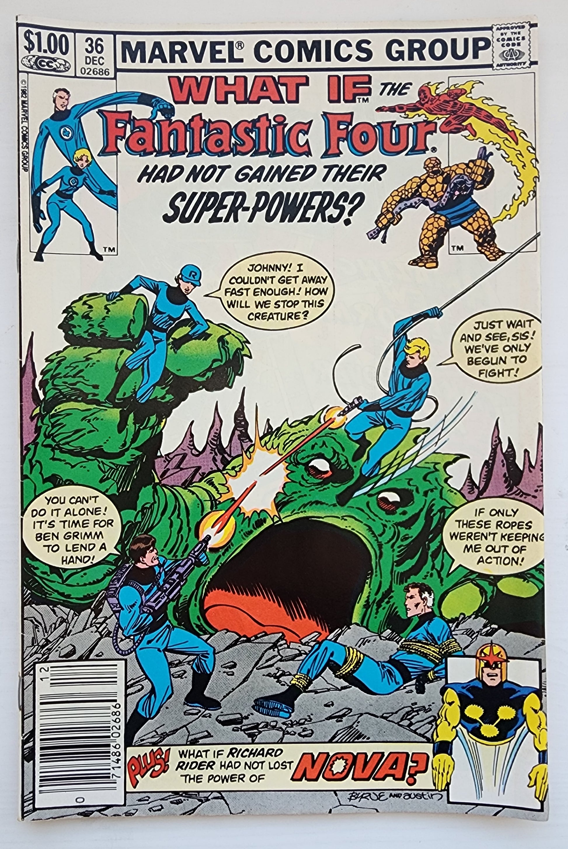 WHAT IF #36 FANTASTIC FOUR NO SUPER POWERS NEWSSTAND 1982 What If MARVEL COMICS