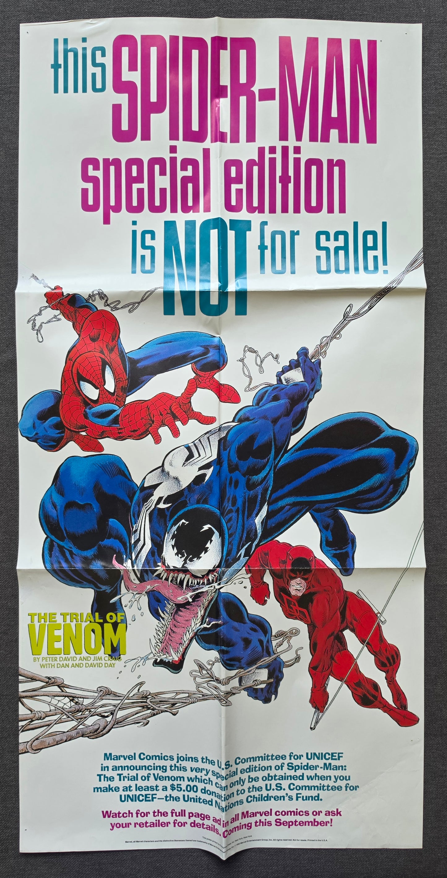 SPIDER-MAN SPECIAL EDITION FOLDED PROMOTIONAL POSTER 1992 Spider-Man MARVEL COMCS