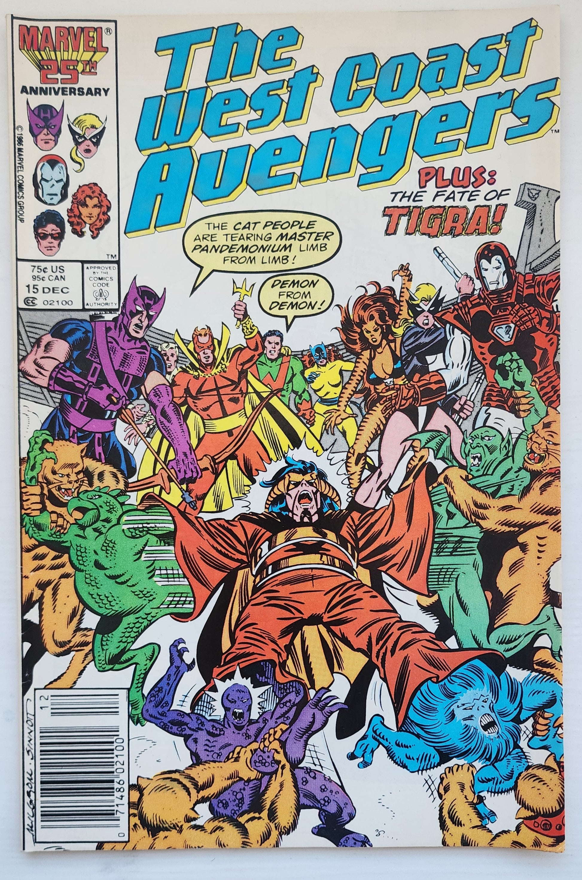 WEST COAST AVENGERS #15 NEWSSTAND 1986 West Coast Avengers MARVEL COMICS