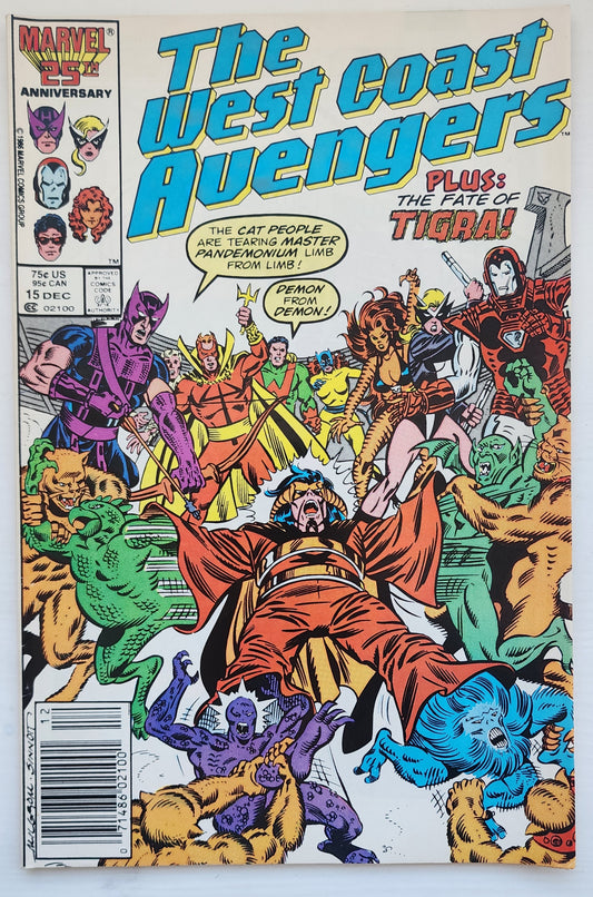 WEST COAST AVENGERS #15 NEWSSTAND 1986 West Coast Avengers MARVEL COMICS