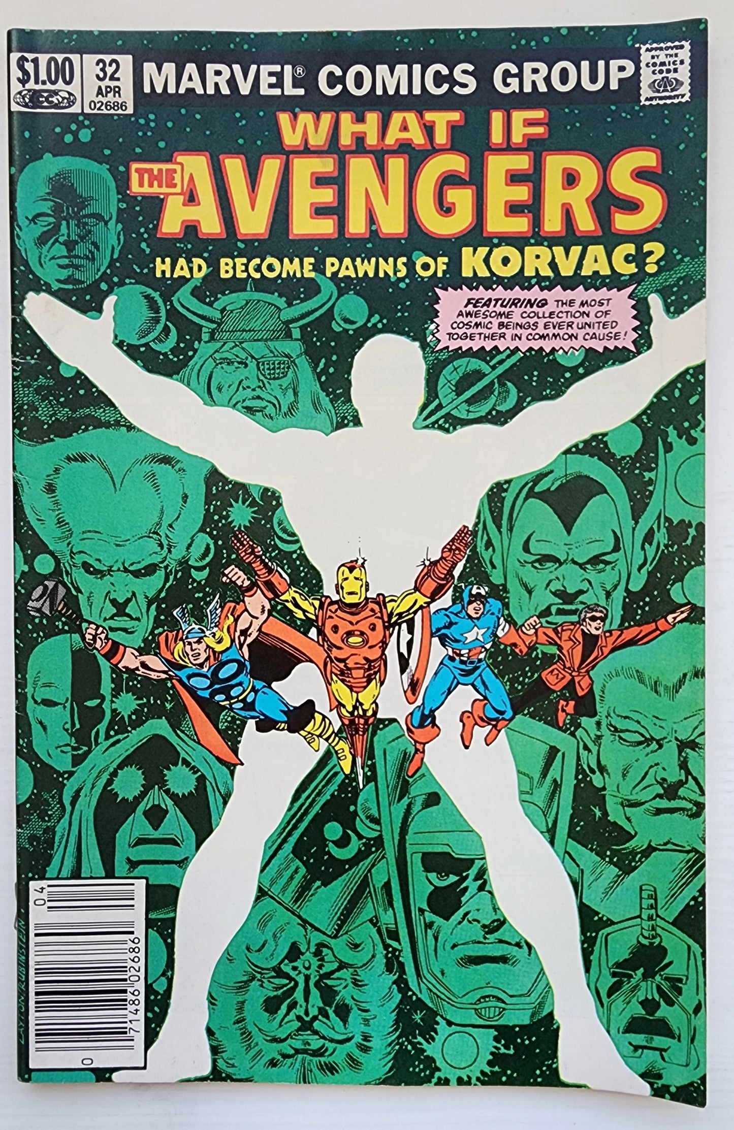 WHAT IF #32 AVENGERS BECOME PAWNS OF KORVAC NEWSSTAND 1982 What If MARVEL COMICS