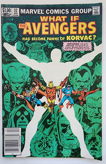 WHAT IF #32 AVENGERS BECOME PAWNS OF KORVAC NEWSSTAND 1982 What If MARVEL COMICS