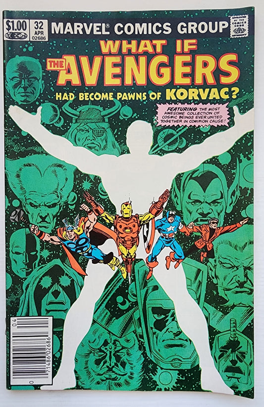WHAT IF #32 AVENGERS BECOME PAWNS OF KORVAC NEWSSTAND 1982 What If MARVEL COMICS