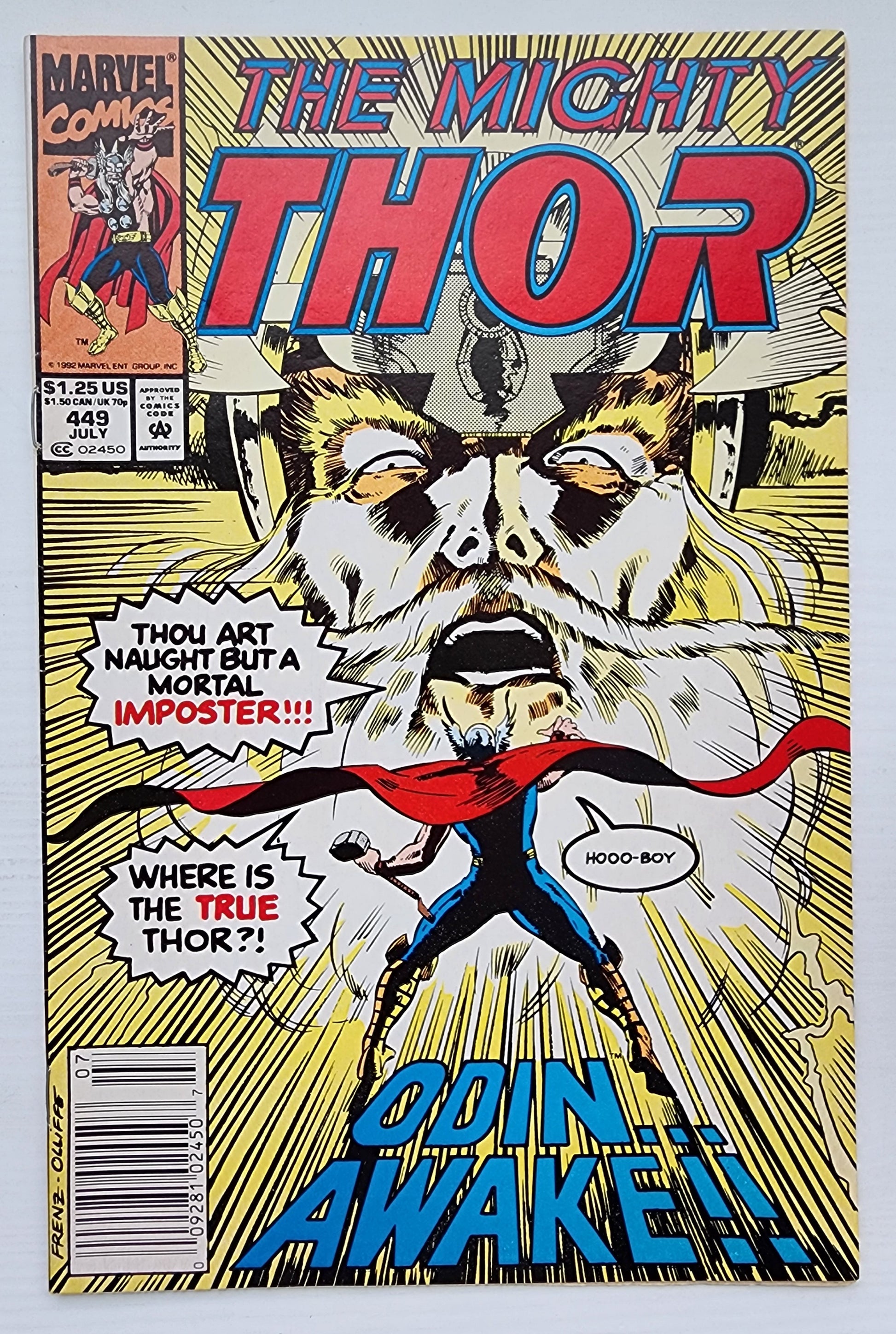 THOR #449 NEWSSTAND 1992 Thor MARVEL COMICS