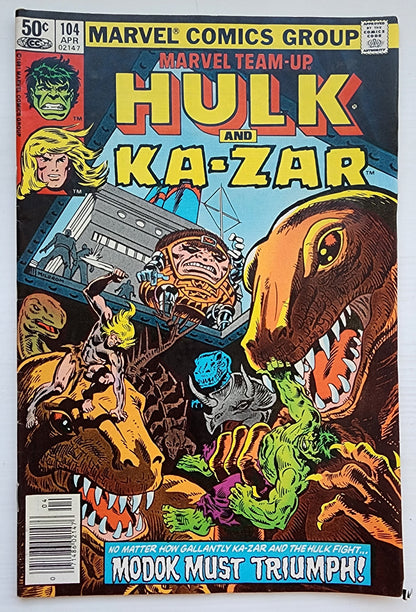 MARVEL TEAM-UP #104 HULK KA-ZAR NEWSSTAND 1981 Marvel Team-Up MARVEL COMICS