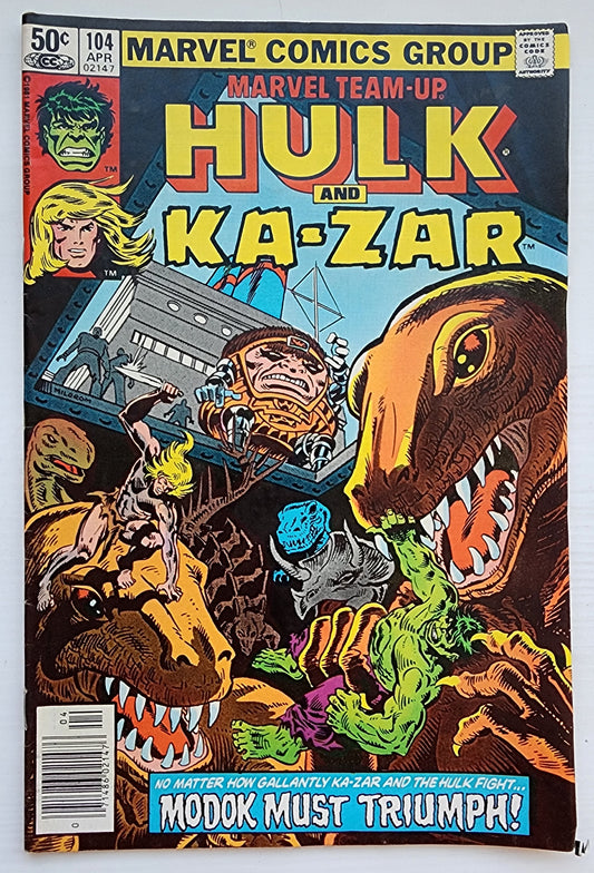 MARVEL TEAM-UP #104 HULK KA-ZAR NEWSSTAND 1981 Marvel Team-Up MARVEL COMICS
