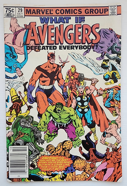 WHAT IF #29 AVENGERS DEFEATED EVERYBODY NEWSSTAND 1981 What If MARVEL COMICS