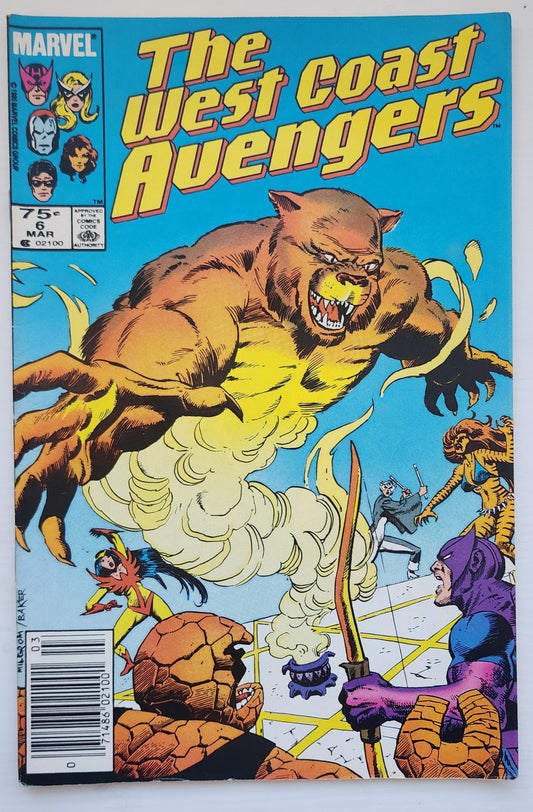 WEST COAST AVENGERS #6 NEWSSTAND 1986 West Coast Avengers MARVEL COMICS