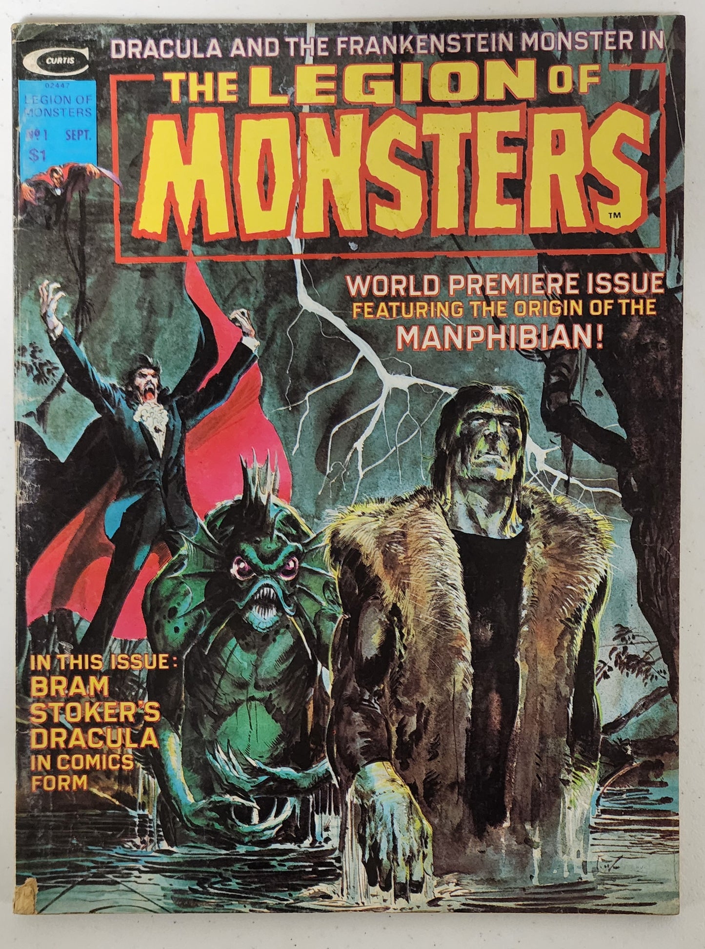 LEGION OF MONSTERS #1 MAGAZINE SIZE 1975 (1ST APP LEGION MONSTERS MANPHIBIAN) HEAVY METAL MAGAZINE