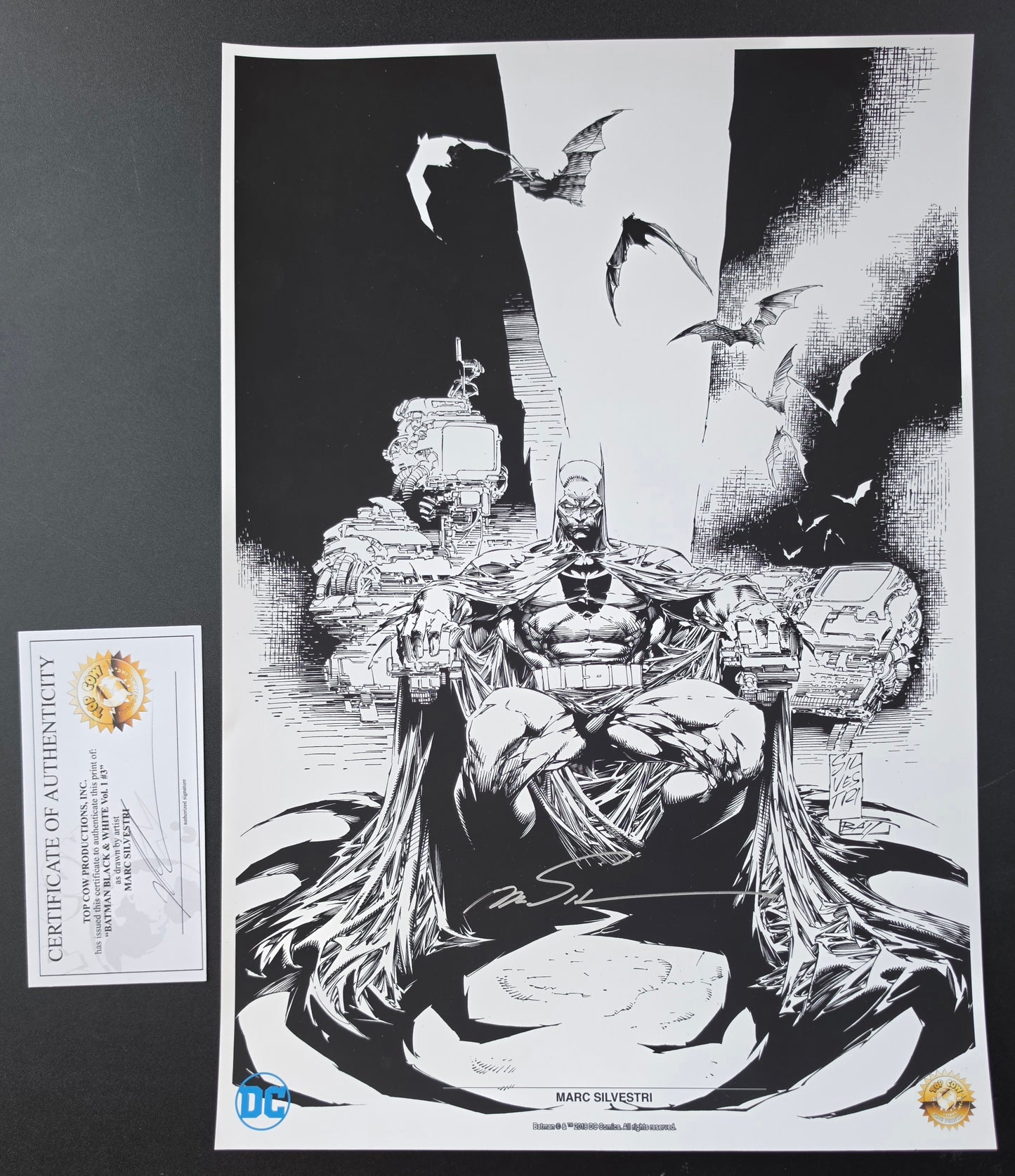 BATMAN BLACK & WHITE VOL 1 #3 PRINT SIGNED MARC SILVESTRI SDCC 2018 Batman DC COMICS