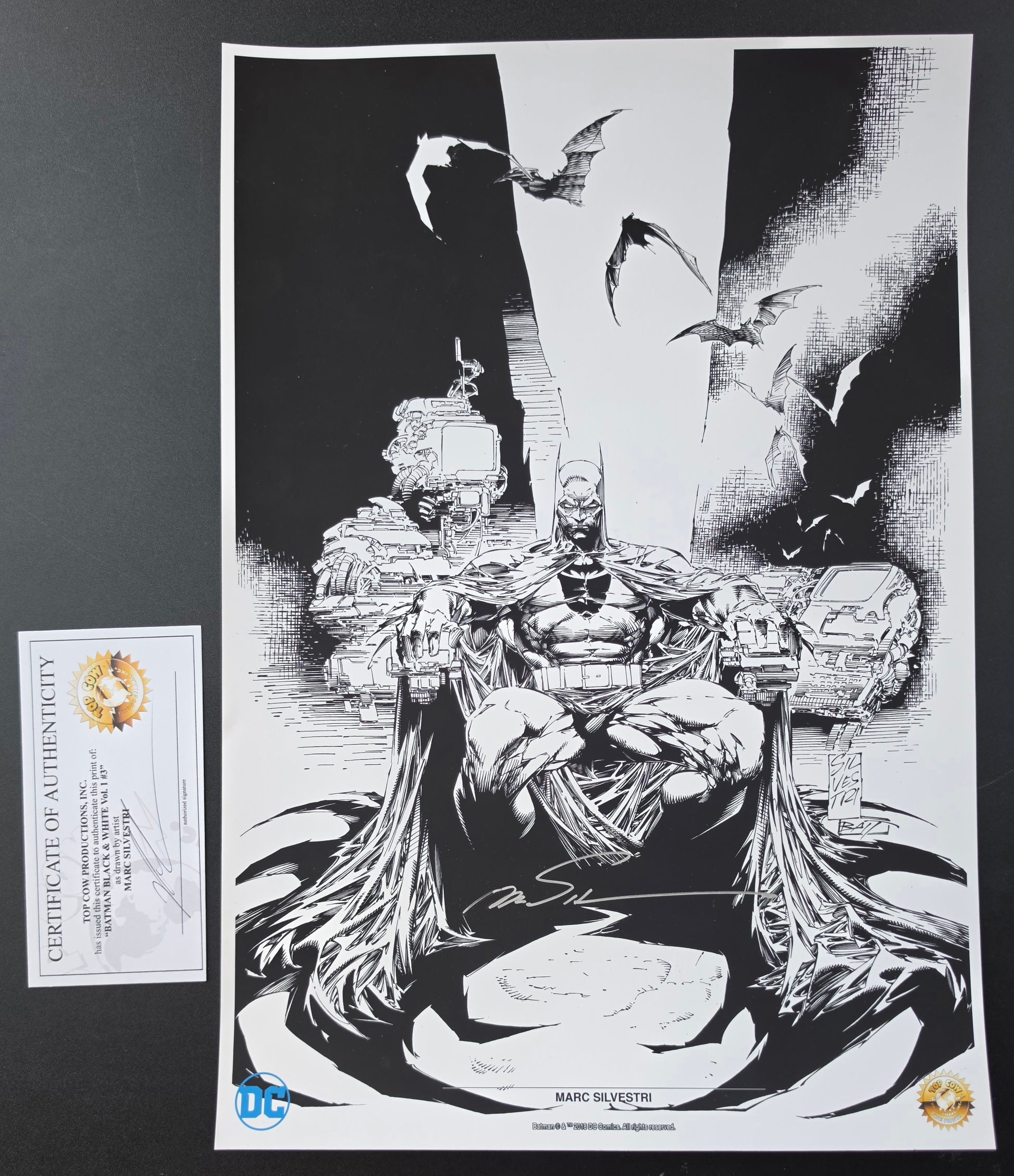 BATMAN BLACK & WHITE VOL 1 #3 PRINT SIGNED MARC SILVESTRI SDCC 2018 Batman DC COMICS