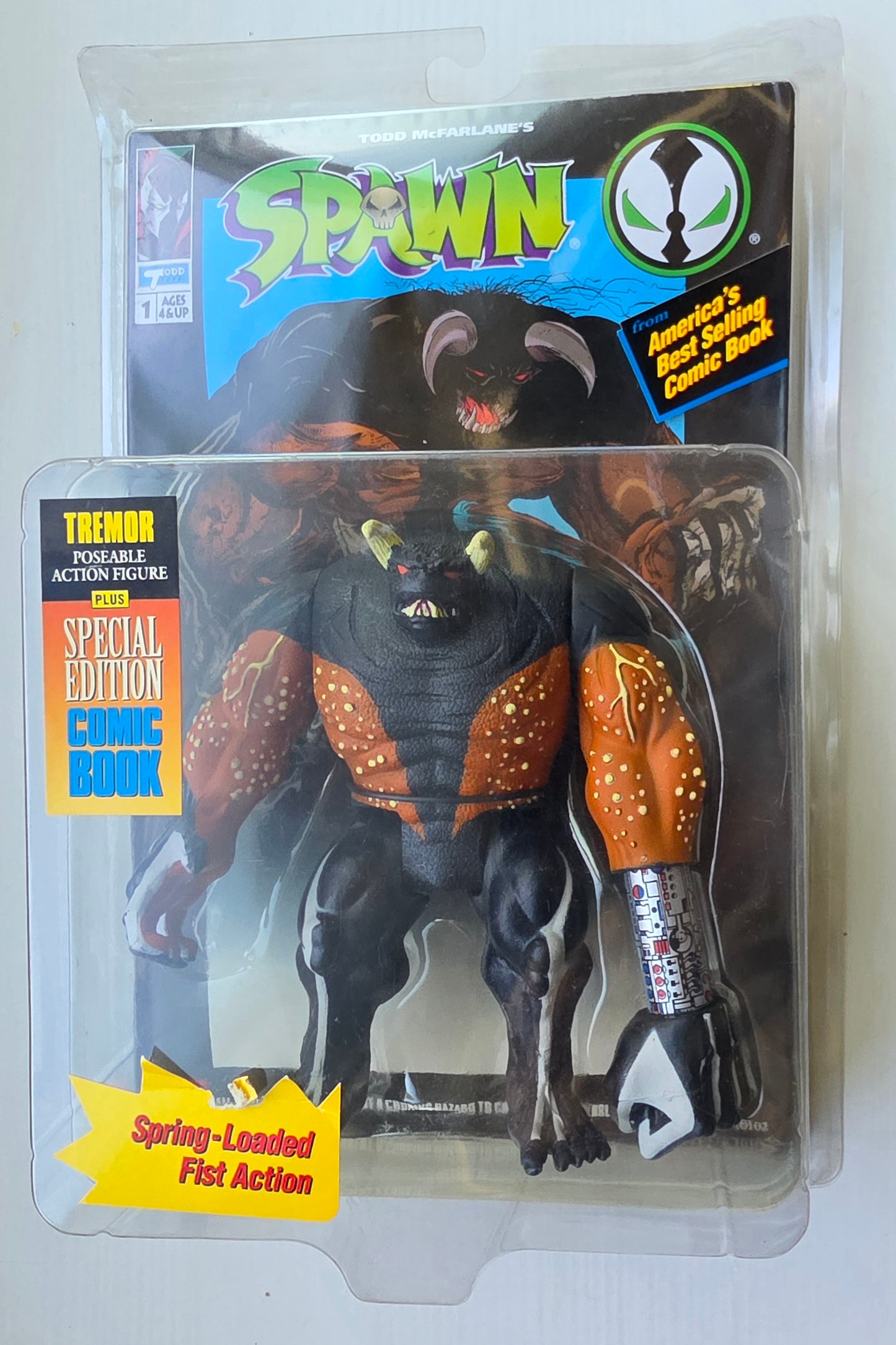 MCFARLANE TOYS SPAWN TREMOR WITH COMIC BOOK Spawn Todd Toys