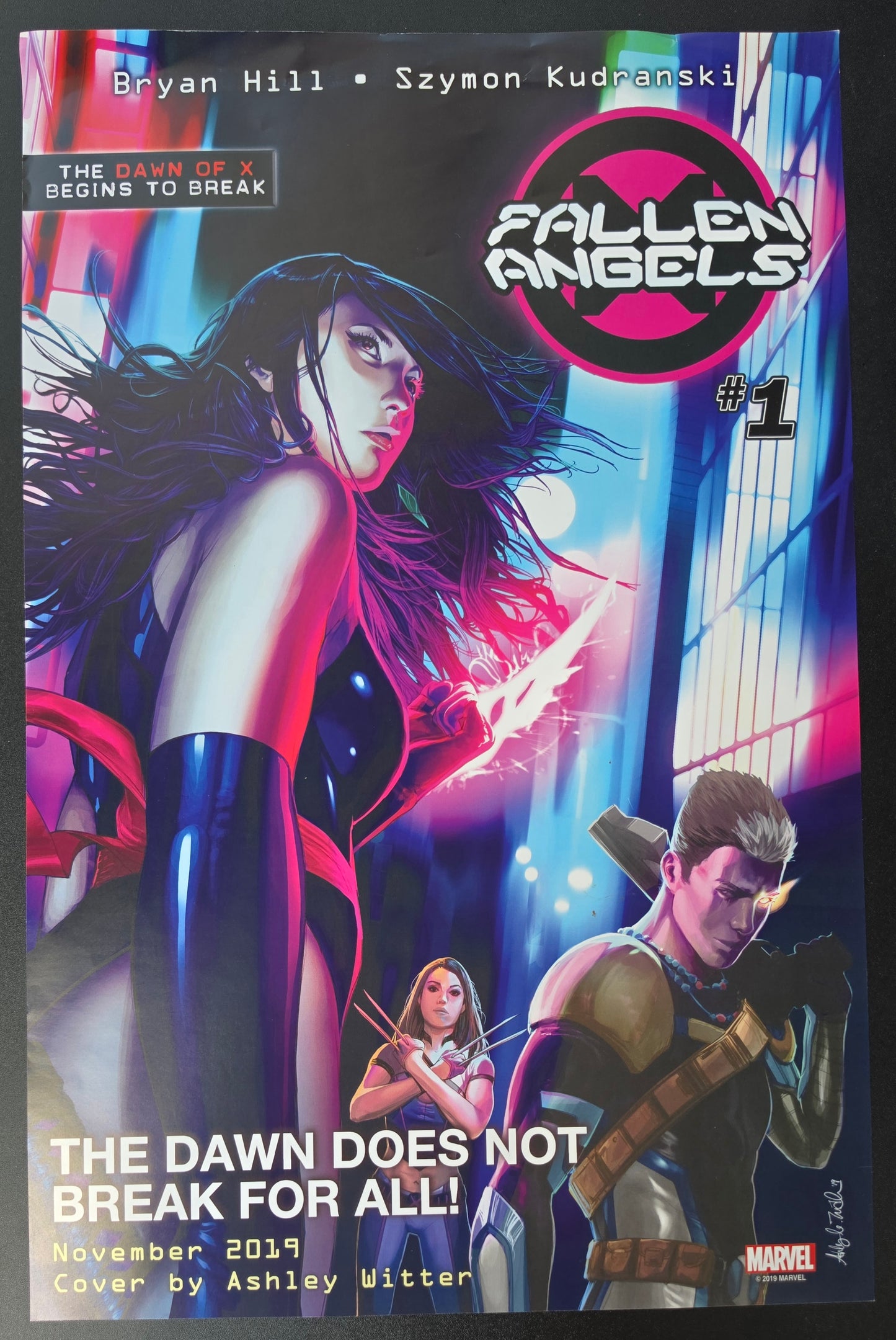 X-FORCE FALLEN ANGELS DOUBLE SIDED PROMOTIONAL POSTER 2019 SIGNED BY X-Men MARVEL COMICS